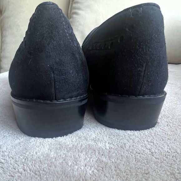 Stuart Weitzman Guything Black Suede Tassel Flat Loafer Shoes Women 7.5 Preppy - Picture 9 of 15